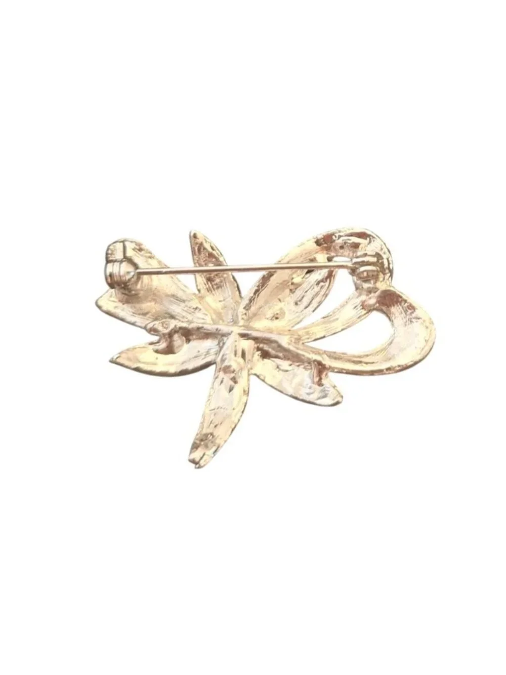 Vintage Rhinestone Bow Brooch Silver Tone Crystal Ribbon Bridal Glam Pin 2
